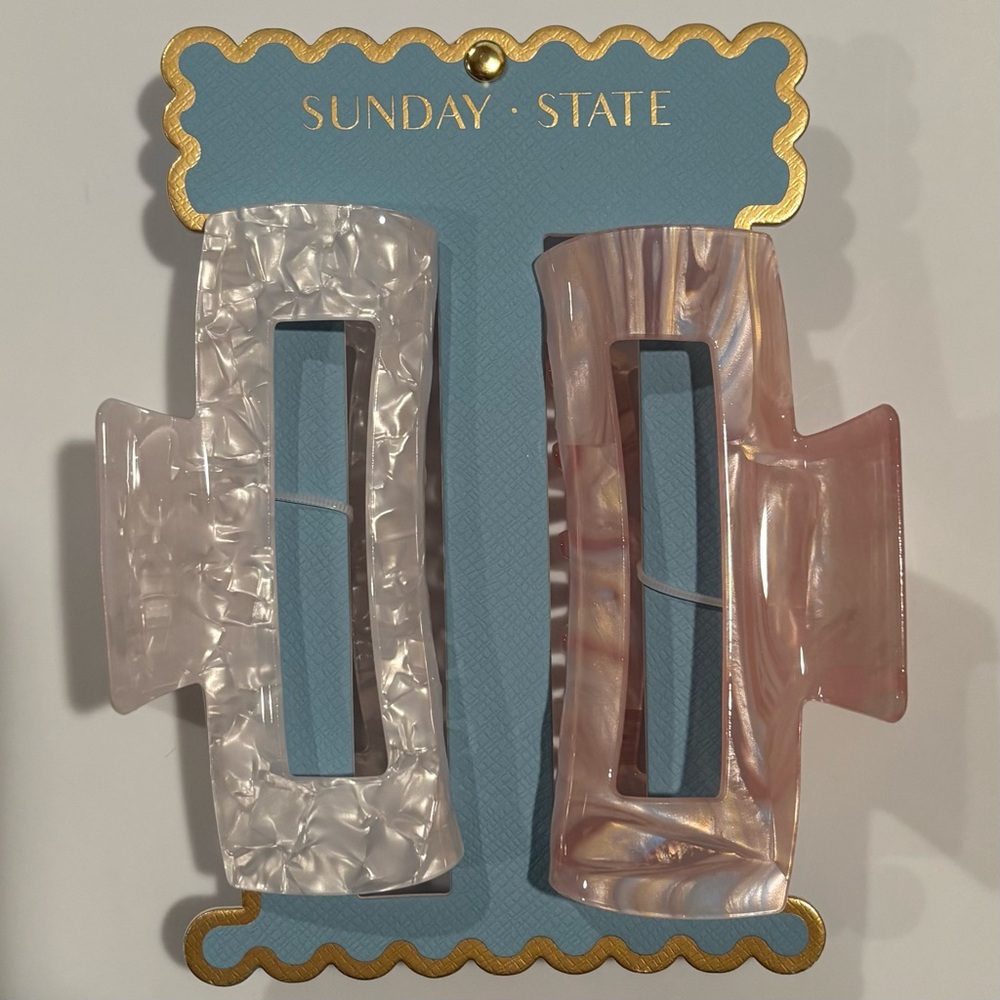 Sunday State large pearl hair clips set / NEW in packaging / cross posted